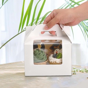 Custom Retail Window Packaging Box for Cupcake and Cake Boxes 4 Holes with Handle UV Coating Embossing Printing for Sugar Use - Product Image 2