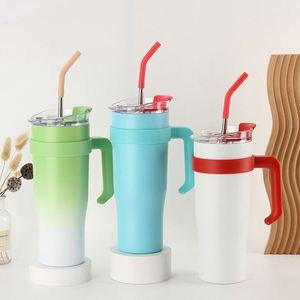 Vaso Térmico Personalizado de Acero Inoxidable 304 de 40 oz con Asa y Tapa con Pajita - Product Image 1