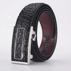 Ceinture en cuir de vache pour homme, style business, motif rayé, boucle automatique en alliage, texture gaufrée, personnalisée par le fabricant - Product Image 4