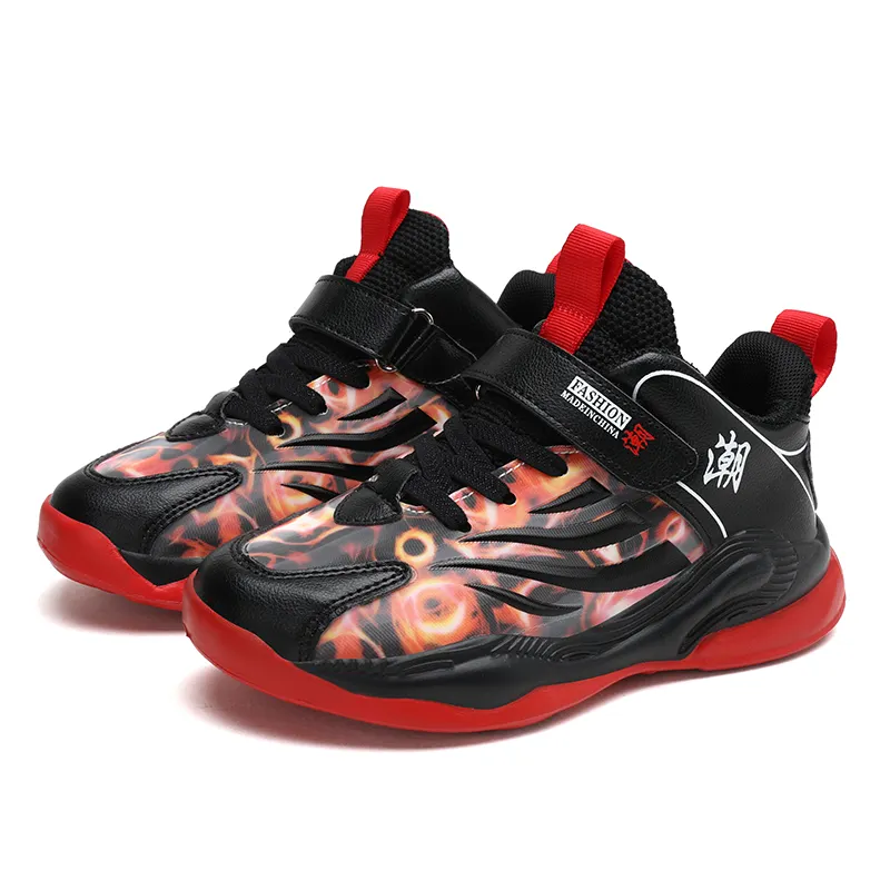 Printemps nouveaux enfants chaussures Camouflage garçons chaussures de basket-ball mode enfants chaussures de Sport décontractées chaussures en cuir anti-dérapant formateurs