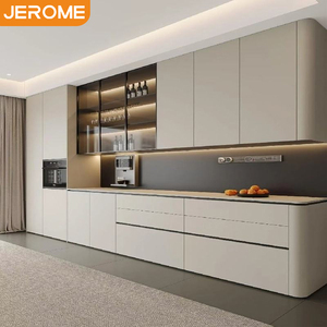 Set di Mobili da Cucina Gourmet Moderni Neri Salvaspazio Personalizzati Jerome Factory con Bar per Colazione per Appartamenti e Hotel - Product Image 2
