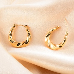 Pendientes de aro gruesos de acero inoxidable para mujer, estilo minimalista, que no se desvanecen, joyería de moda - Product Image 1