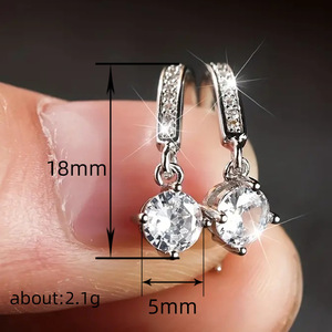 Minimalist Prong Ear <b>Hook</b> Drop <b>Earrings</b> For Women Sparkle Stone Dangle <b>Earrings</b> Daily Wear Fashion Jewelry Wholesale - Product Image 4