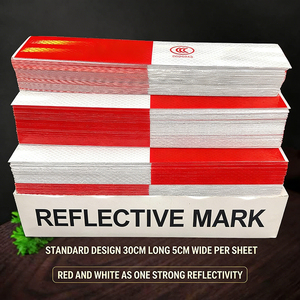 Ruban réfléchissant PVC haute visibilité rouge et blanc |   Étiquette d'avertissement de sécurité imperméable à l'eau à forte adhérence pour voitures et camions - Product Image 1