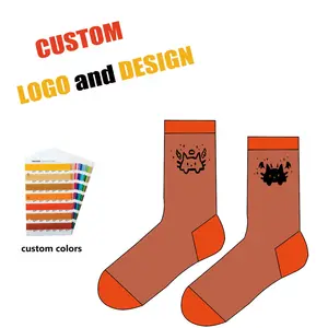 Custom Oem Patroon Ontwerp Polyester Crew Sokken Custom Logo Jacquard Gemaakt Sokken Ontwerp Eigen Sokken