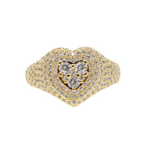 Gold Plated Hiphop Rock Women Jewelry Lover Gift Micro Pave Cz Heart <strong>Ring</strong> <strong>Iced</strong> Out Bling Jewelry - Product Image 5