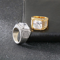 Grenz überschreitende Versorgung Geometrischer HipHop/Rock-Stil Vergoldete Titans tahl Breiter Herren ring mit eingelegtem Zirkon