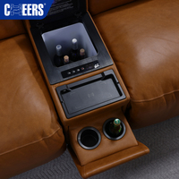 MANWAH CHEERS Luxus-Ecksofa aus Vollnarbenleder mit elektrischer Verstellung, L-Form, modular, mit zwei Motoren, Relaxsofa