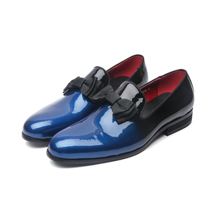 De zapatos de cuero de punta estrecha de encaje con lazo boda fiesta resbalón en <span class=keywords><strong>mocasines</strong></span> para hombres - Product Image 4