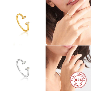 ROXI Wholesale Trendy Minimalist S925 Silver Zircon <b>Open</b> <b>Ring</b> 18K Gold Plated Jewelry for Wedding & Anniversary - Product Image 5