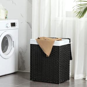 Vente en gros de matériel environnemental nouveau plastique rotin tissé stockage élégant bois couleur <span class=keywords><strong>rectangulaire</strong></span> tissé à la main lin panier à linge - Product Image 6
