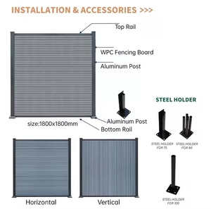 Clôture d'intimité moderne en bois composite imperméable à l'eau, panneau de clôture décoratif avec poteau en <span class=keywords><strong>aluminium</strong></span> - Product Image 5