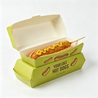 Boîte en papier écologique recyclée de qualité alimentaire pour corn-dogs coréens, avec finition mate, pour plats à emporter