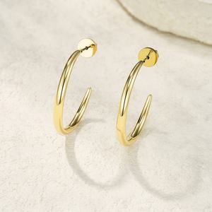 Hot Selling <b>Fashion</b> Minimalist 14K Gold Plated Stainless Steel <b>Hoop</b> C Shape <b>Earrings</b> for Unisex Romantic Wedding Party Jewelry - Product Image 3