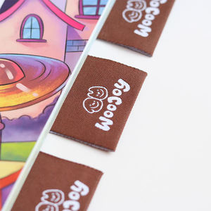 Etiqueta tejida de algodón personalizada para planchar, etiqueta tejida termoadhesiva, parche cosido, <span class=keywords><strong>etiquetas</strong></span> tejidas con tamaño y reverso adhesivo para <span class=keywords><strong>ropa</strong></span> - Product Image 4