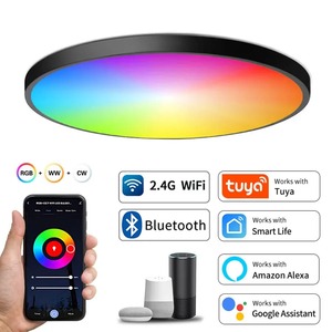 Plafonnier LED Intelligent Tuya WiFi <span class=keywords><strong>BLE</strong></span>, AC 220V 24W RGBCW, Rond, Éclairage Intérieur, Contrôle Vocal via APP, Alexa et Google Home - Product Image 1