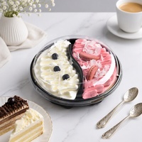 Ventes chaudes - Boîte d'emballage pour pâtisserie en plastique PET à 3 compartiments, boîte ronde pour en-cas, biscuits, gâteaux avec couvercle transparent