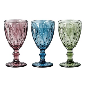 Vente en gros de gobelets à vin vintage bleu ambre, gobelets en verre vert, prix bas, stock disponible - Product Image 2