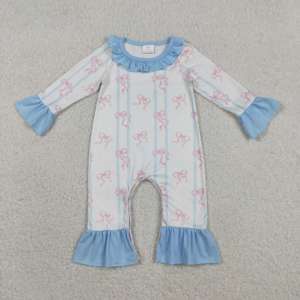 Ropa para Bebés Recién Nacidos con Estampado de Lazos Coquette RTS, Mono con Volantes para Bebés, Ropa Infantil al por Mayor para Niñas, 95% Algodón, 5% - Product Image 2