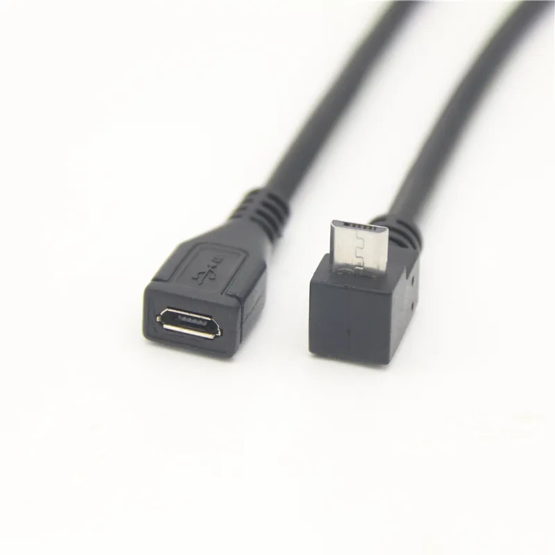 0,3 M 0,5 M 1M Micro USB 2,0 macho 90 grados arriba abajo ángulo derecho izquierdo a Micro-B hembra Micro-USB Cable adaptador de extensión de M-F