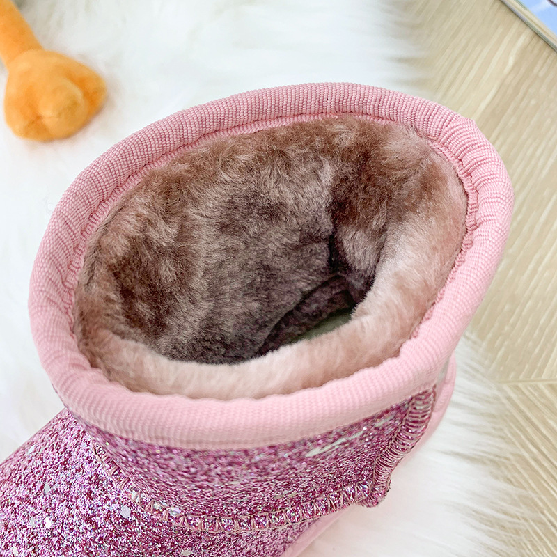 2021 hot-selling stock mixed color warm home outdoor sequined bling bling snow boots for girls