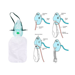 หน้ากากออกซิเจน PVC แบบปรับแต่งได้พร้อมถุงเก็บน้ำที่มีท่อออกซิเจนที่จมูกปราศจากเชื้อมีความเข้มข้นสูง - Product Image 1