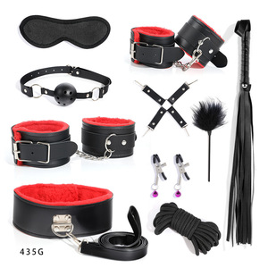 Ensemble de attaches BDSM pour <span class=keywords><strong>lit</strong></span>, liens pour chevilles et poignets, fouet, cordes et équipement de bondage pour chambre à coucher, cadeaux sexy pour couples - Product Image 2