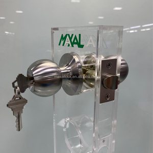 Kunci Pintu Masuk Bulat Berlapis Nikel Satin untuk Silinder Kunci Pintu Kamar Mandi, Kenop Pintu Interior - Product Image 3