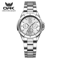 Montre Chronographe à Quartz pour Fille OPK 6001 – Bracelet en Acier Élégant, Boîtier en Alliage Étanche – Vente en Gros, Charme Décontracté et Professionnel