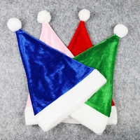 Vente en gros de chapeaux de Noël en flanelle de luxe de haute qualité, chapeaux de Père Noël en peluche colorés de luxe pour adultes, vente chaude pour l'hiver