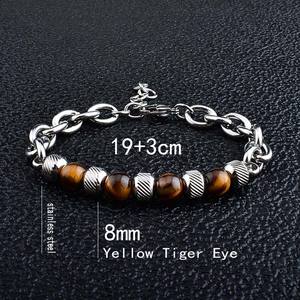 Nouvelle chaîne perlée épaisse en acier inoxydable <span class=keywords><strong>pierre</strong></span> d'<span class=keywords><strong>oeil</strong></span> <span class=keywords><strong>de</strong></span> <span class=keywords><strong>tigre</strong></span> <span class=keywords><strong>Bracelet</strong></span> réglable pour hommes à la mode cadeau pour anniversaire <span class=keywords><strong>de</strong></span> mariage - Product Image 6