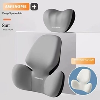 Coussin Appui-tête Universel Ergonomique en Mousse à Mémoire de Forme et Support Lombaire Noir pour Voiture Lexus, Repose-Dos et Taille pour Conducteur