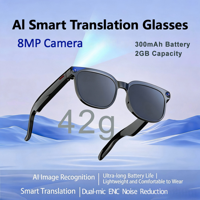 Smart AI Glasses 8MP Camera with AI Assistant 300mAh Battery Voice Control Visual Recognition for Outdoor Business