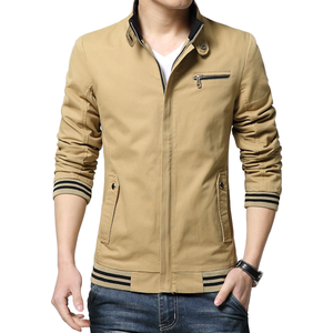 Chaqueta de Moda para Hombre 8803, Chaqueta de Motociclista de Lona de Cinco Colores con Cuello Alto y Cierre de Cremallera para Primavera, Estilo Casual - Product Image 1
