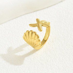 Starfish Shell Design <b>Open</b> Adjustable <b>Ring</b> For Women Fashion Jewelry Gift - Product Image 3