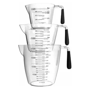 주방 측정 도구 3 pcs 식품 학년 플라스틱 오일 우유 측정 주전자 컵 규모 세트