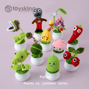 Recuerdos de juegos infantiles plantas de flores hechas a mano guerra pequeña serie Zombie decoración de escritorio de estudiante en maceta - Product Image 1