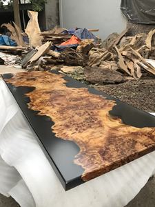 Table à manger en bois naturel de style sombre avec plateau en résine époxy, Nouveauté 2026, Prix abordable, Offre exceptionnelle, Meubles - Product Image 6