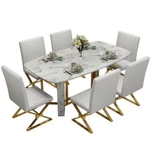 Italiana moderna ovale tavolo da pranzo set di lusso in marmo di fascia alta fabbrica travertino pietra tavolo da pranzo in marmo
