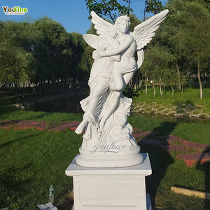 Sculpture de Cupidon et <span class=keywords><strong>Psyché</strong></span> en marbre blanc grandeur nature YOUFINE pour l'extérieur, personnalisée pour le jardin - Product Image 1