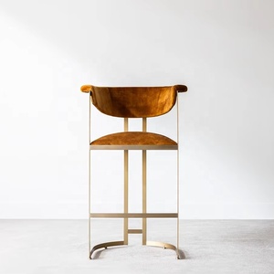 كرسي طعام عصري بتصميم بوكليه مع أرجل من الفولاذ المقاوم للصدأ ومسند ظهر من القماش، كرسي عالي مخصص للفنادق والأماكن التجارية - Product Image 5