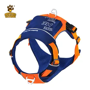 2023 New Arrival dog harness with storage bag Outdoor adventure safety dog vest Luxury waterproof mesh dog chest harness