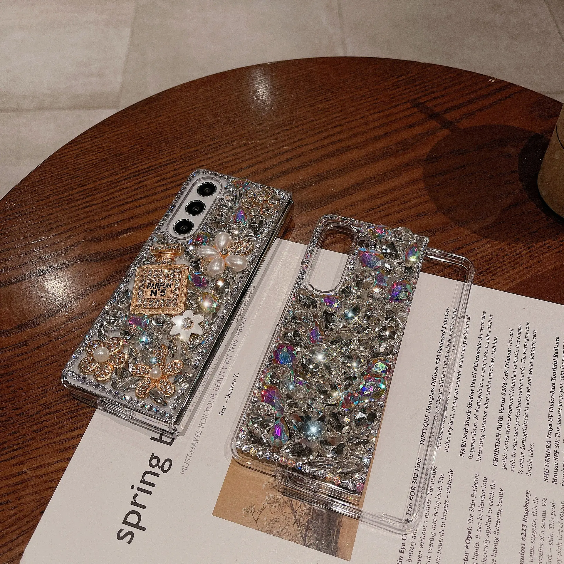 Sarung ponsel Glitter berkilau 3D buatan tangan kristal berlian buatan akrilik keras untuk Samsung Galaxy Z Fold 5/4/3/2