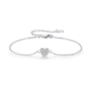 Bracelet en argent sterling 925 plaqué rhodium avec zircone cubique en forme de cœur, bracelet pour femmes - Product Image 1