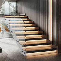 Nouveautés : Lumière d'escalier à effet LED à détection intelligente, profilé en aluminium, bande lumineuse à allumage/extinction automatique, type C, effet eau courante