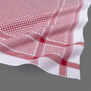 Hot Selling 100% Cotton Soft Jacquard Muslim Islamic Yashmagh Red And White Shemagh