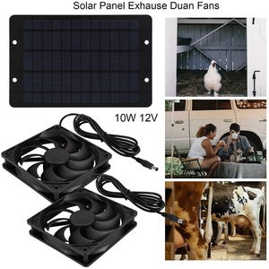 Ventilateur solaire 10W 12V à double ventilateur, portable, pour enclos d'animaux, utilisation en extérieur - Product Image 4