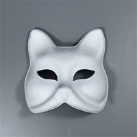 Papier blanc pâte renard masque peinture à la main bricolage enfants peint à la main blanc pulpe chat masque facial