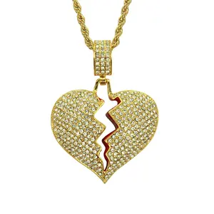Kalung pasangan liontin pria dan wanita, perhiasan mewah kalung berlapis emas 18k hip hop 2023