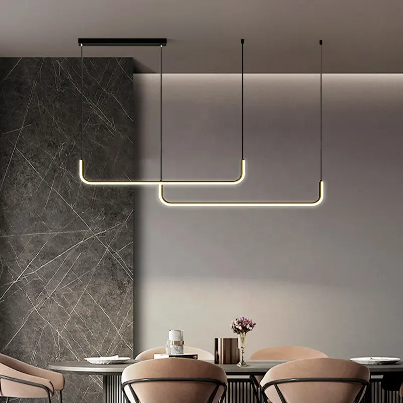 Modern designer kitchen Interior chandelier led pendant light dining room bar decorative linear chandelier